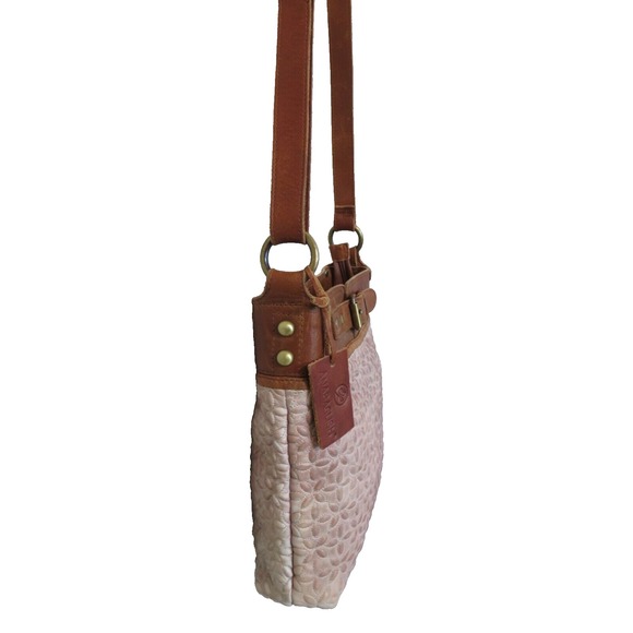 Anabaglish Joan Crossbody Bag Beige‎ Brown Embossed Leather Handbag - Picture 5 of 9